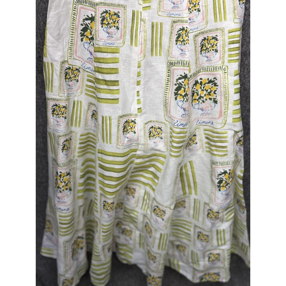 Corey Lynn Calter Dress Womens XS White Linen Lemon Print Puff Sleeve Sundress - Picture 14 of 14